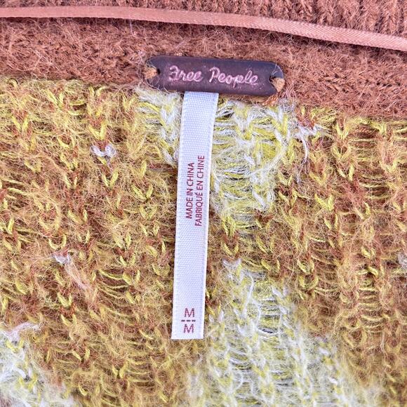 Free People Through the Motions Sweater Vest Retro Boxy Brown Cream M - Picture 8 of 13